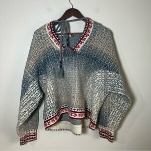 Anthropologie Cozy Blue and White Knit Sweater